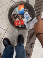 Collecting materials for tie-dye experiment